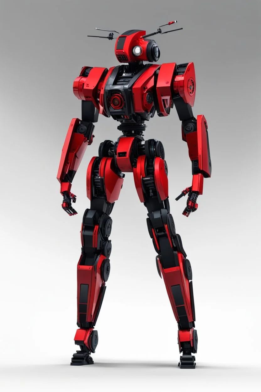 Sci-Fi, Large Mechainal Robot Red and Black, Space, Magic, Dangerous, Menacing, Horror, Zoomed In