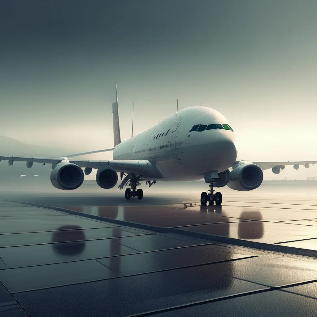 i want to create ai image for photo backgrounds of an aeroplane parked in the runaway