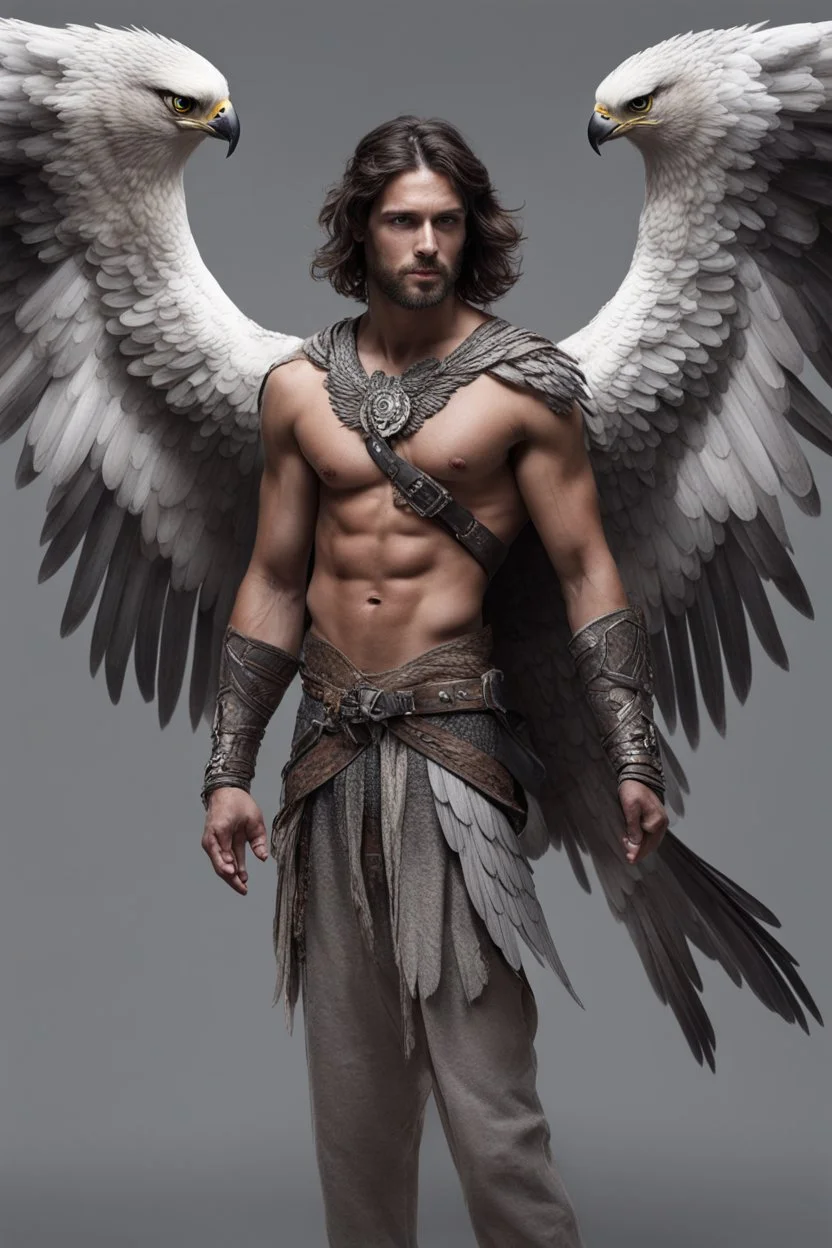 human that has a falcon head and a strong wings