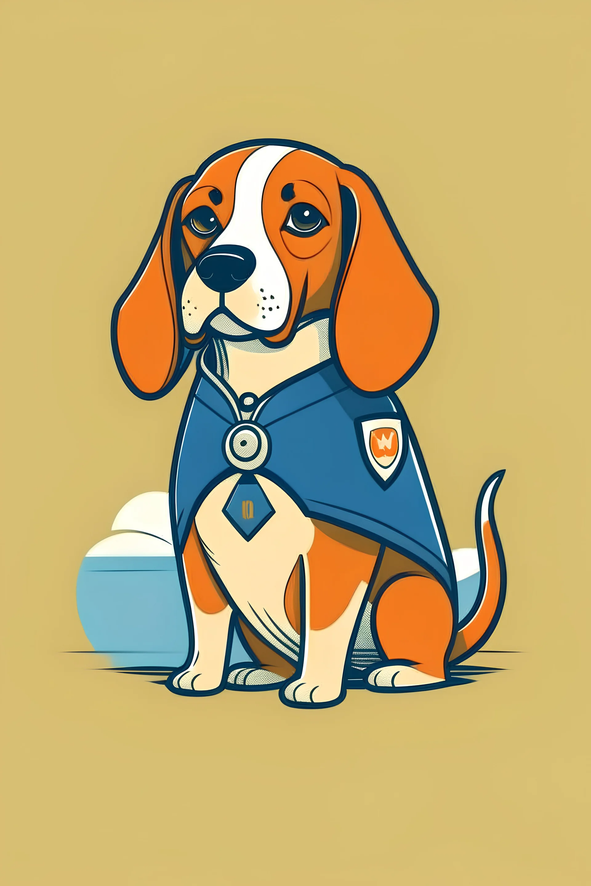 creer moi un Logo pour une association de protection des plages avec un beagle deguiser en sauveteur des mers
