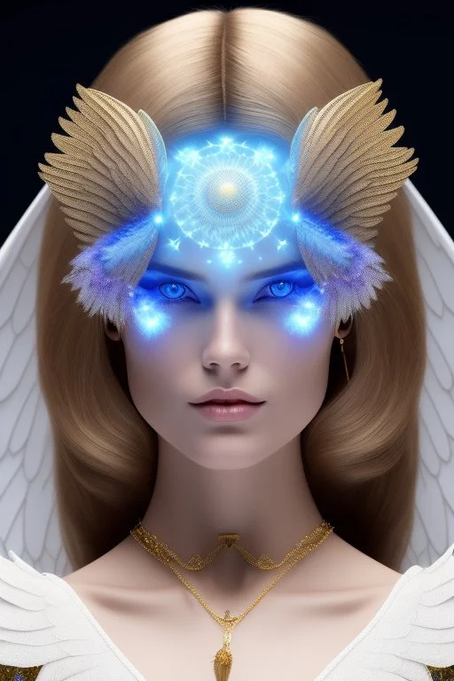 Flower, angel man, (detailed face )++, (detailed blue eyes)++ (long blond hair)++(pectoro visible)++(smile)++, , (two feathered wings on his shoulder blades)++, beautiful place, incredible, cosmic, colours, planet, gold, realistic, real photo, stars at night, detailed, high contrast, 8k high definition, unreal engine 5, extremely sharp details, (lighting effect, light background)++.