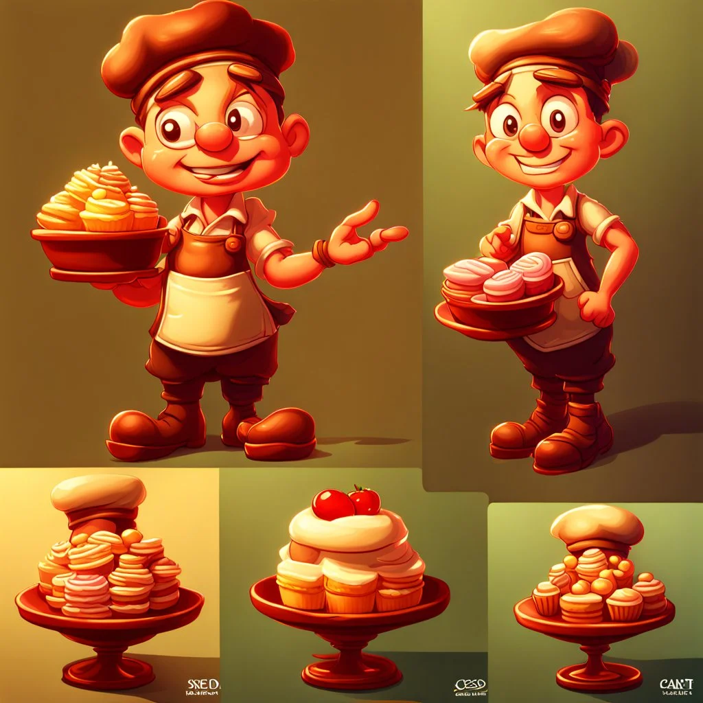 a cartoon character thirty years old confectioner , an ultrafine detailed painting by senior character artist, featured on polycount, sots art, artstation hd, 2d game art, behance hd