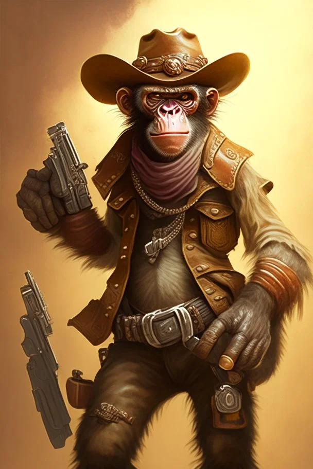 bounty hunter monkey cowboy with 2 pistols