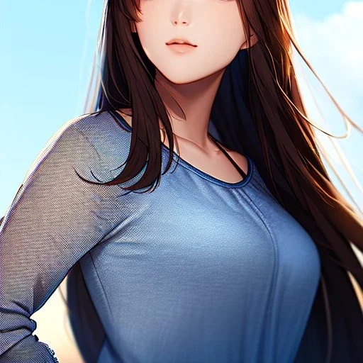 red long haired woman, casual clotting, realistic, HD4k, watery cloud background, close up shot,