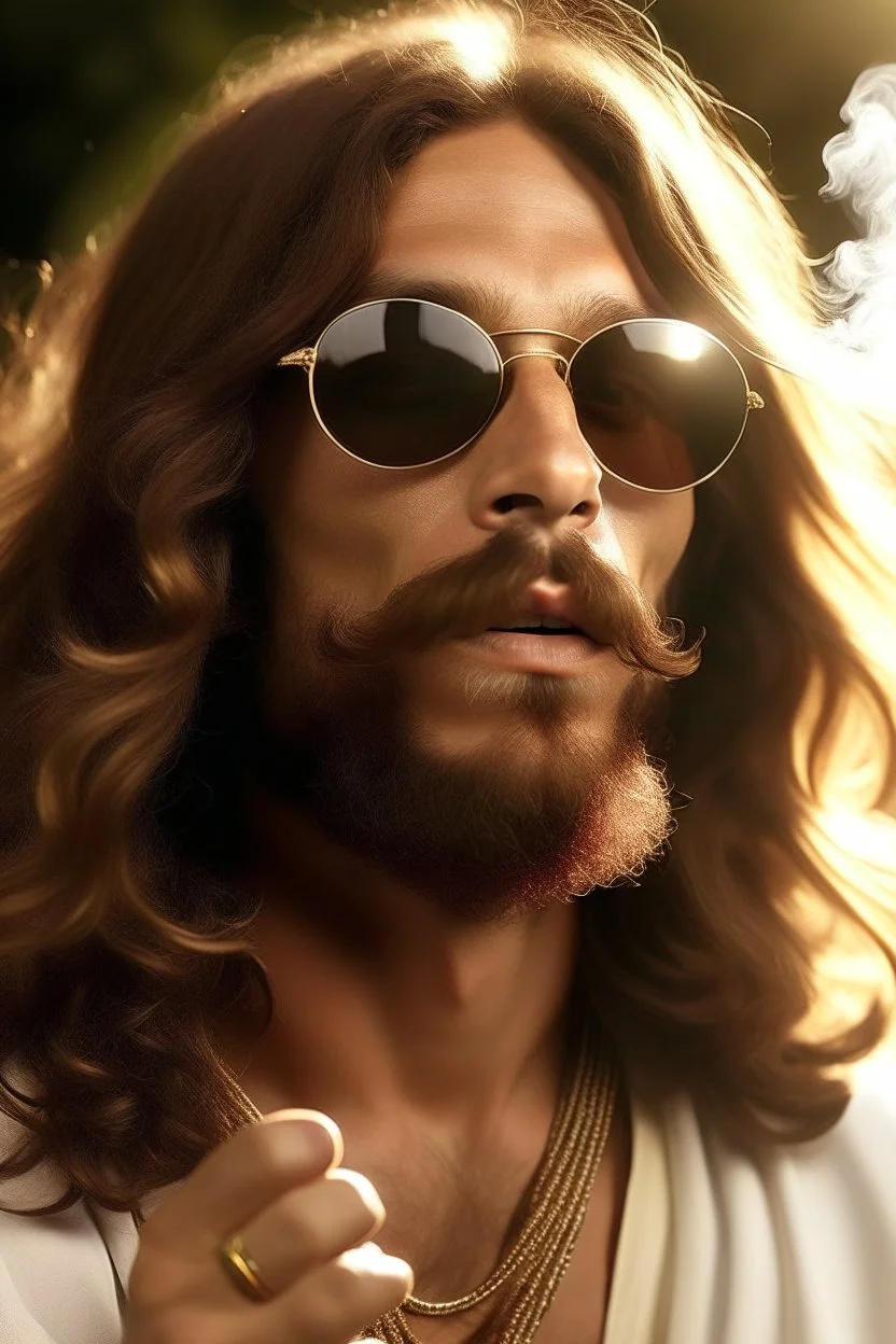 Jesus smoking with sun glasses