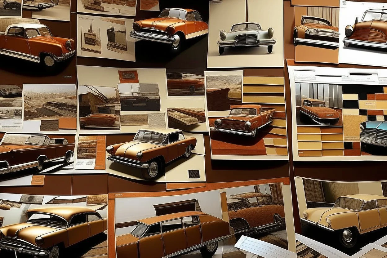 mood board for architectural graduation project and its a cars museum and the colors are brown