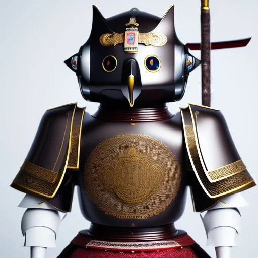 beautiful smooth realistic Japanese samurai crow robot body, run, cat aye, extremely sharp detail, finely tuned detail, ultra high definition, 8 k, unreal engine 5, ultra sharp focus, accurate sword wings, dark cosmos background