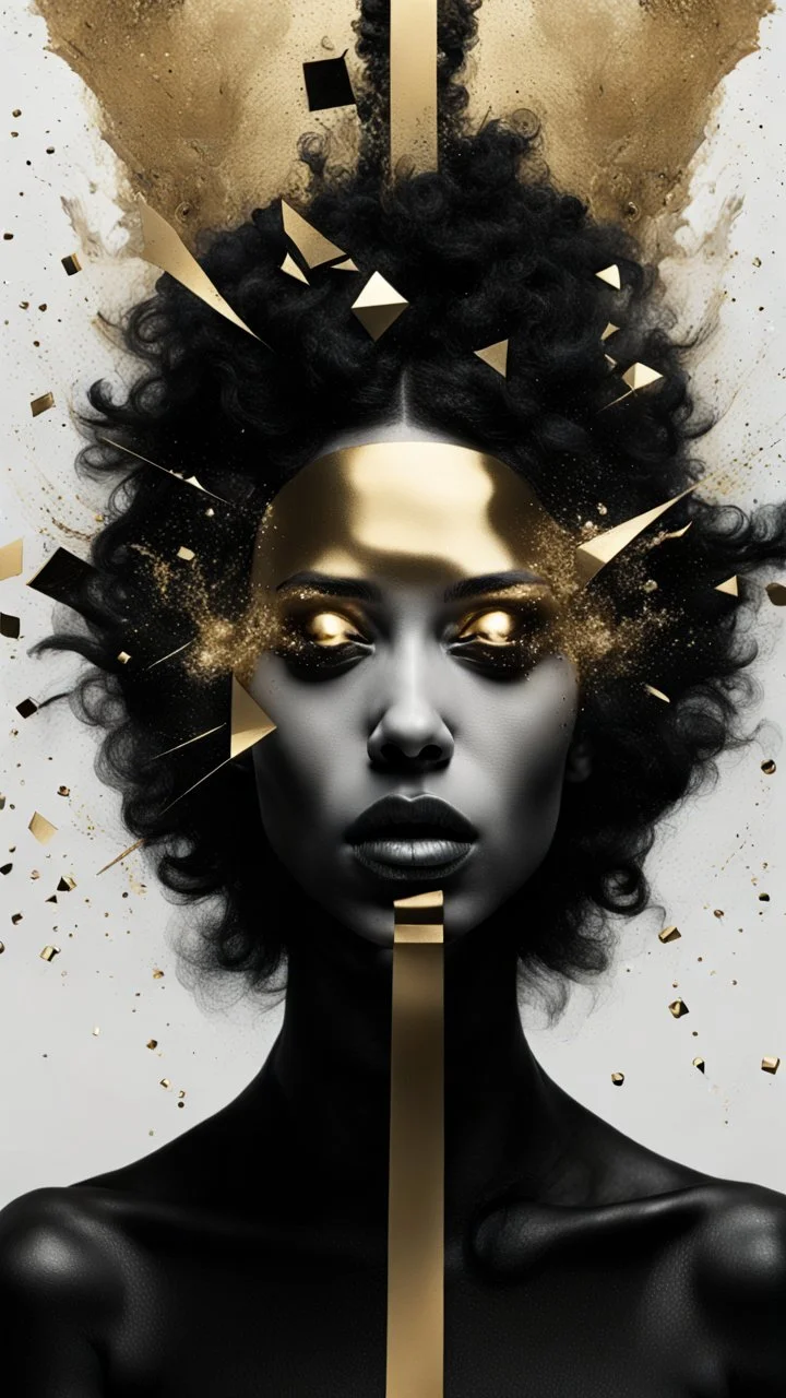 minimalism,Abstract black and gold minimalism geometric surreal beautiful fashion portrait,splash art explosion,minimalist surreal surrounding background,surreal lonely depth,deep soul spirit,fantasy surreal geometry,flat,utopia,album art,cover art,album cover,cinematic,8k,epic movie still,sharp focus,by Gustav Klimt,pascal blanche,rutkowski,repin,artstation hyperrealism painting concept art of detailed character,design matte painting,leaf