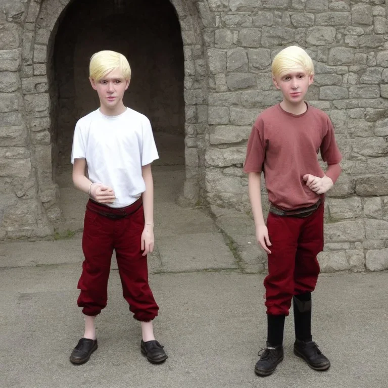 12 year old blonde boy, fullbody, medieval