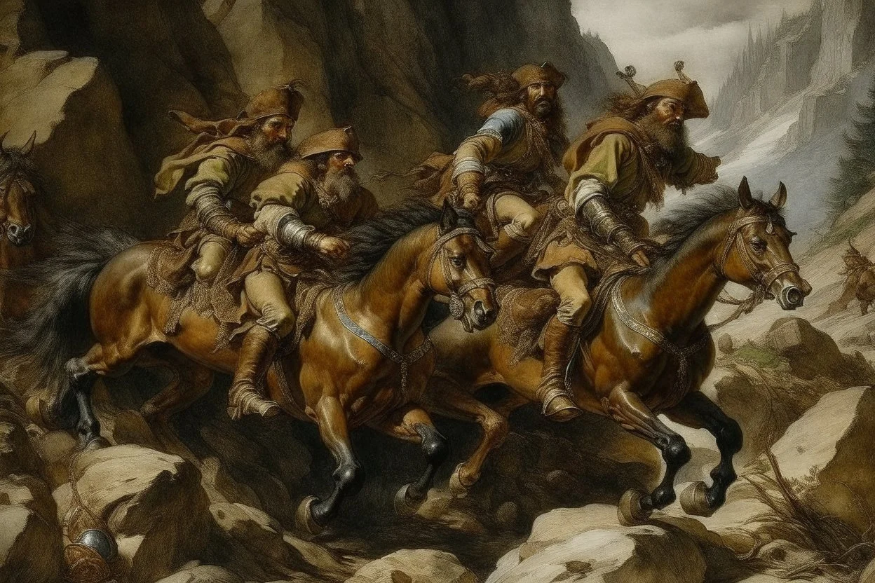 Brown rocky scramblers painted by Albrecht Durer