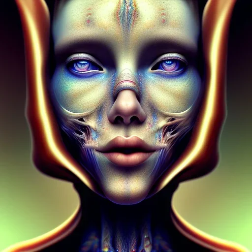 fractals in a human, an abstract painting, portrait, mixed media, textured, anatomically correct, beautiful perfect face, sharp focus, highly detailed