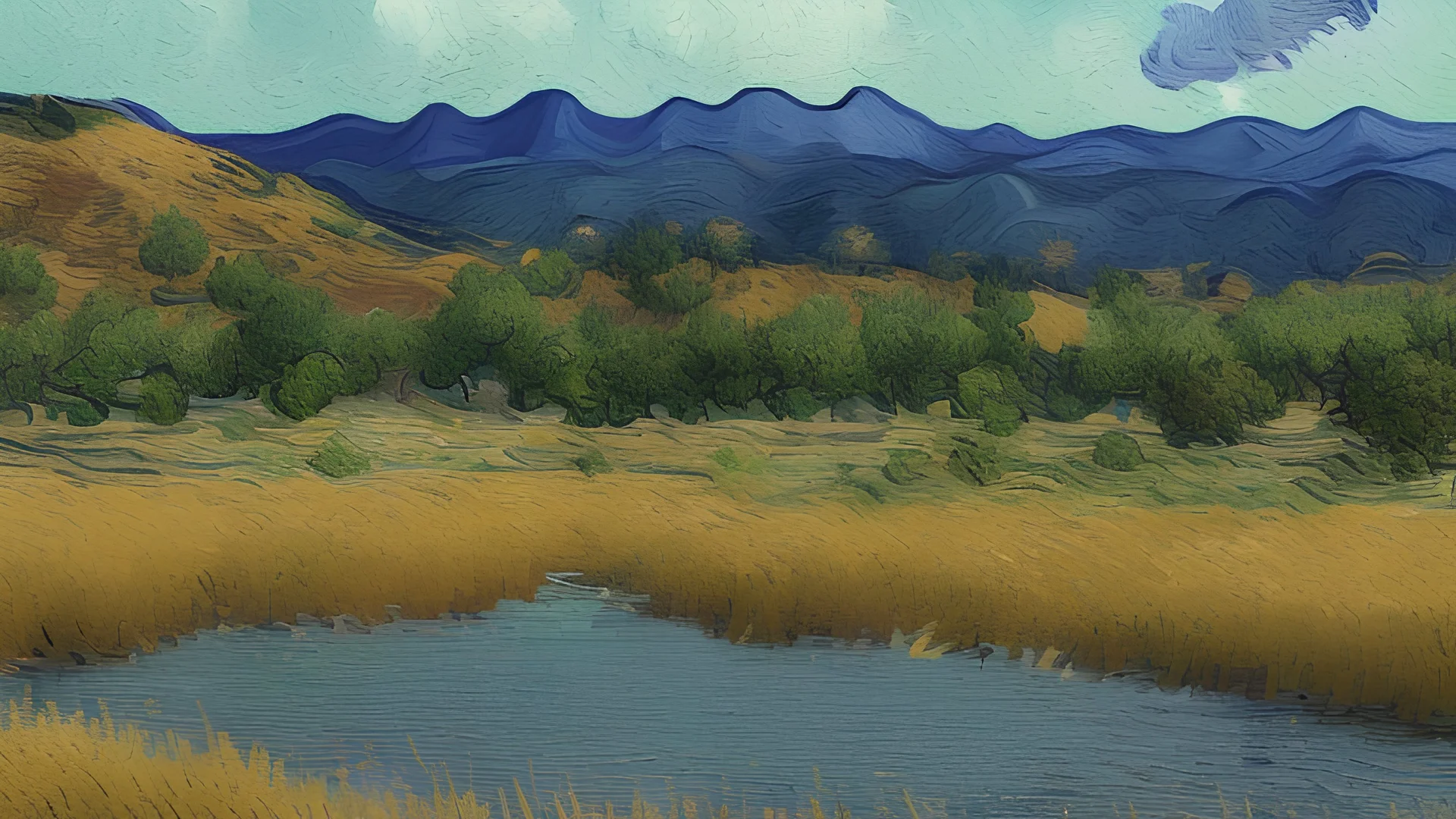 Portrait of a beautiful landscape by van gogh