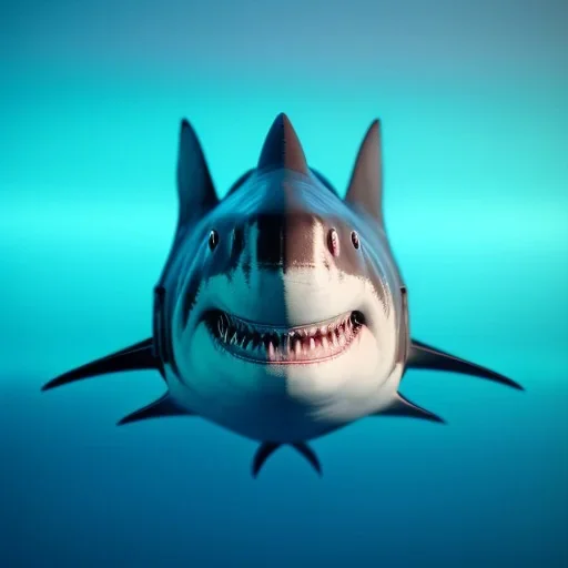 Cute shark,deep water unreal 5, octane render, cinema4d, redshift render, hyper realistic, cenematic, vibrancy, synthwave, retouch, centered, dynamic lighting, dramatic lighting, 4k, highly detailed, attractive beautiful, realistic, virtual reality, epic composition, holographic,