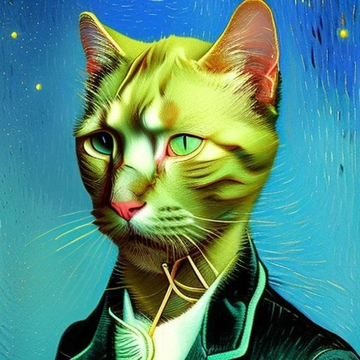 Portrait of a cat by Van Gogh