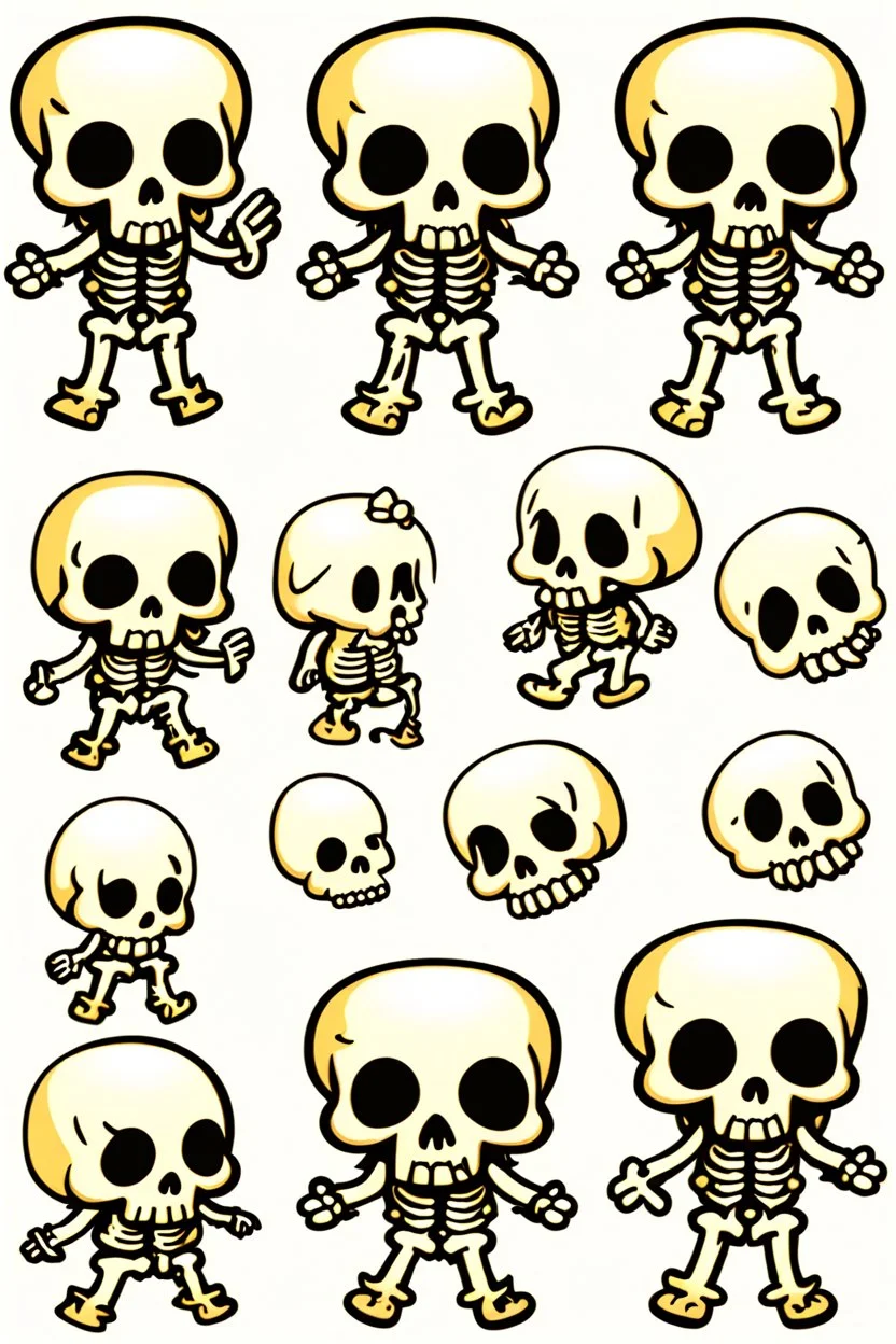 skeleton emotes, GG, OMG, sprite sheet