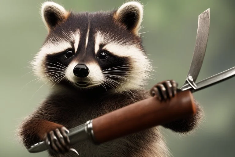 Racoon holding a sword