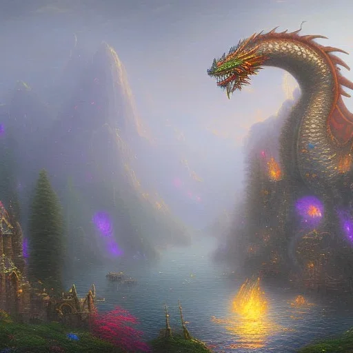 giant dragon by Thomas Kinkade