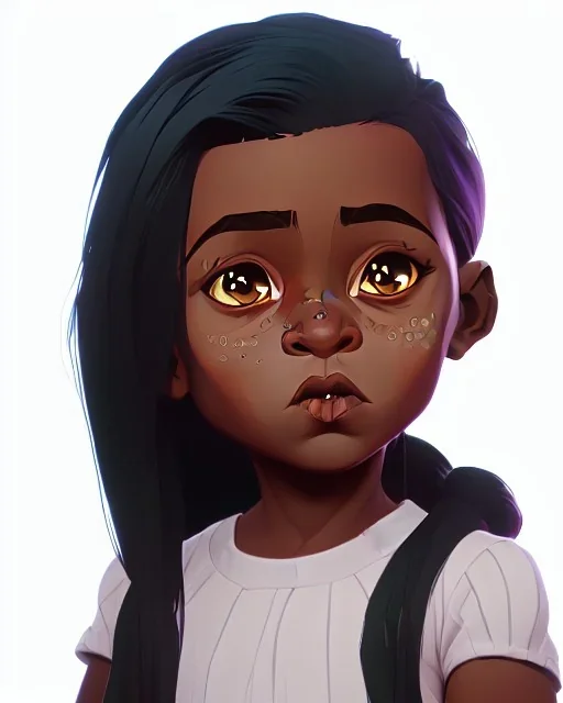 Portrait of a sweet dark skinned toddler witch girl with long dark hair