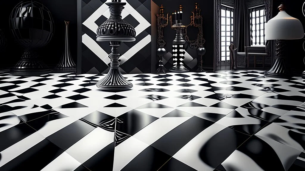 (ヤクザ) , details,checkerboard floor,enigmatic icon,white and black vibes, steampunk influences, 8k resolution, bulbous, unwordly forms, dark illuminati subject matter,enigmatic whiskey spot crossword clue and weird people