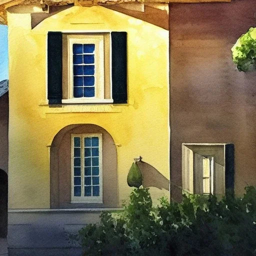 Watercolor, house, gold, hyperrealistic, light