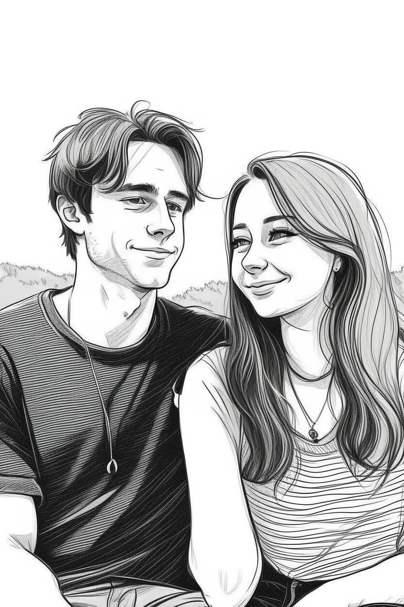 genç çift çizim tarzı