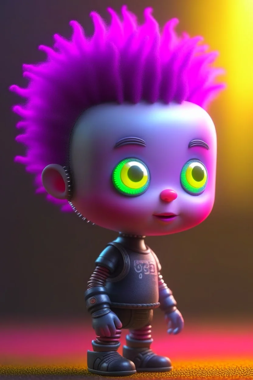 what is behind a cute chat robot, with punk hair and real human eyes, its such a perfect day, motion blur, smoke, 8k, downlight, soft light, depth of field, photorealism, trending on art station, lotsa detail