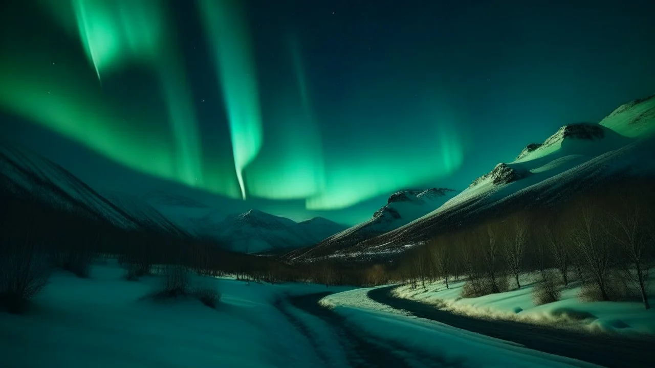 view of the northern lights at night time, seen in Alaska, Canon RF 16mm f:2.8 STM Lens, hyperrealistic photography, style of unsplash and National Geographic