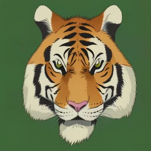 portrait of a tiger face, green