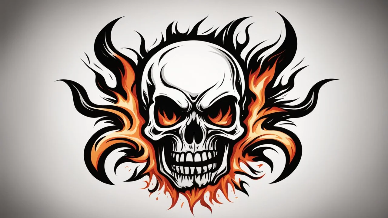 screaming burning skull logo