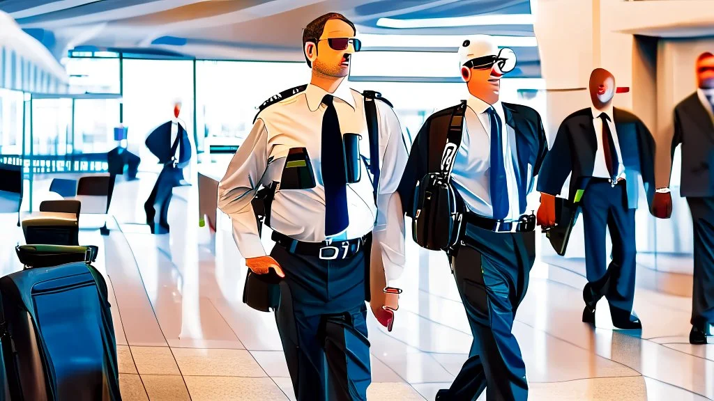 security escorting man from airport lounge