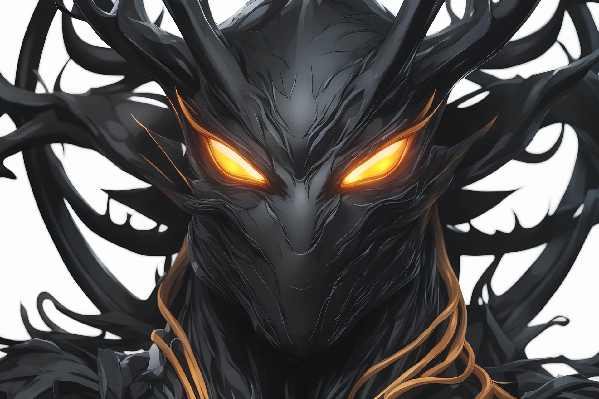 Black Shadow symbiote in 8k realistic anime e drawing style, close picture, Deer them, neon color, intricate details, highly detailed, high details, detailed portrait, masterpiece,ultra detailed, ultra quality