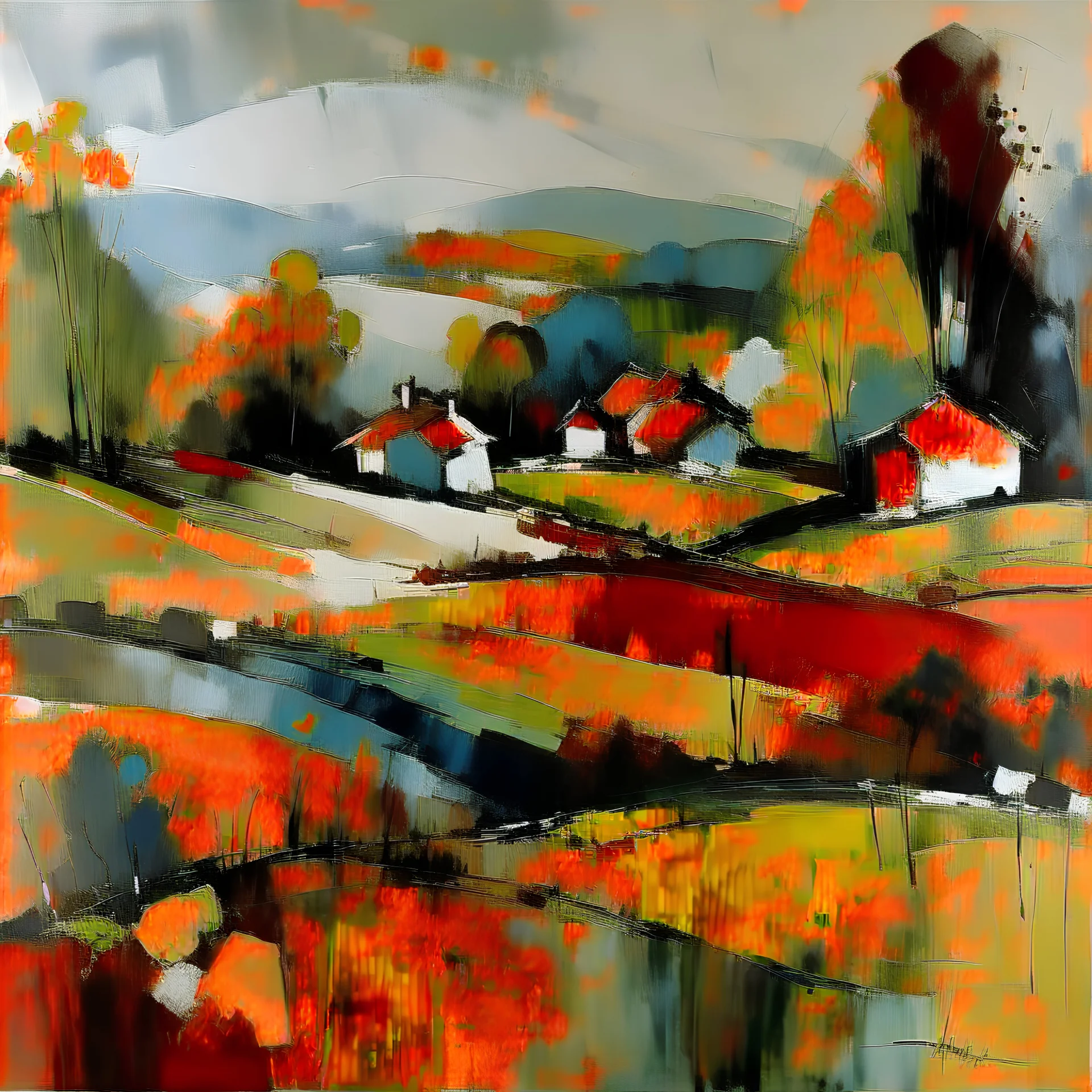 Abstract painting countryside