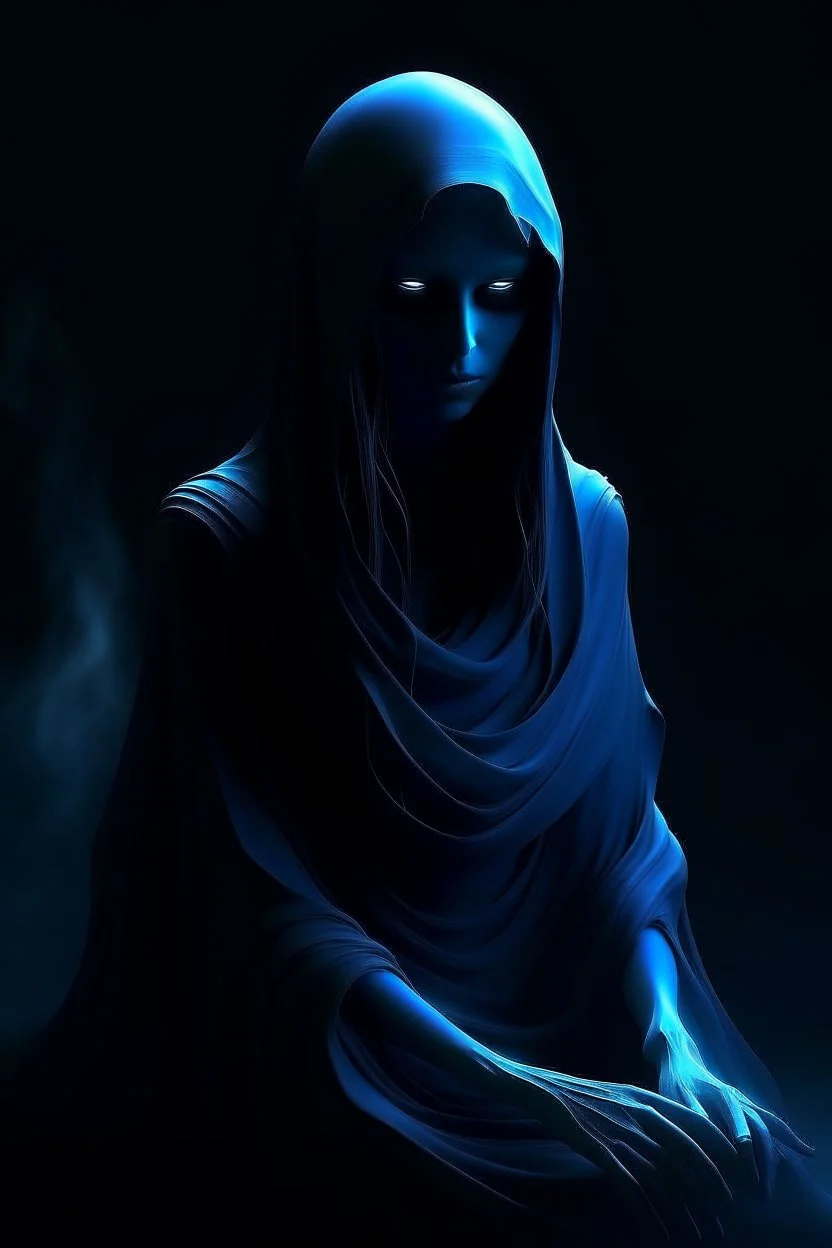 female blue ghost, dark style