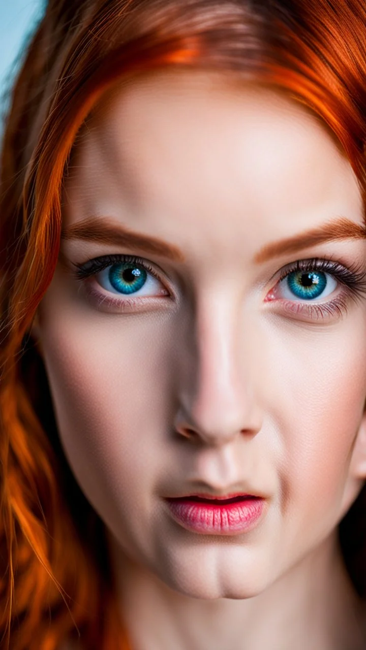 portrait of a pretty young red head with heterochromia