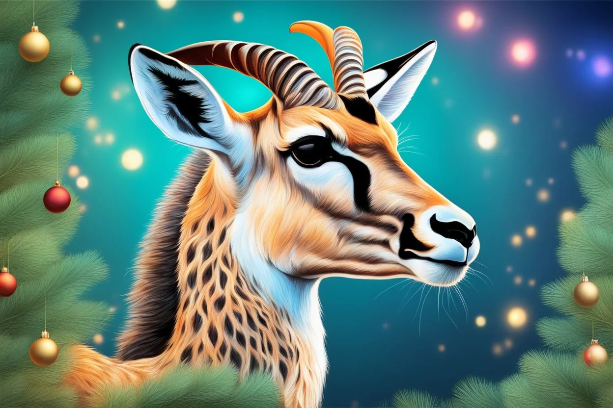 gazelle in 8k sticker drawing style, Christmas them, neon lights, intricate details, highly detailed, high details, detailed portrait, masterpiece,ultra detailed, ultra quality