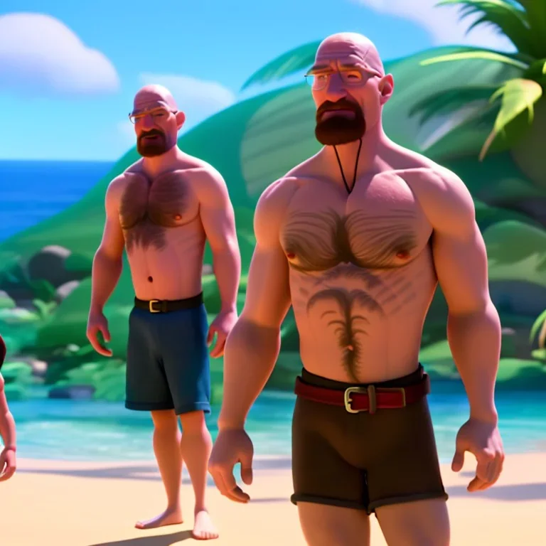 shirtless Walter White family , 8k, tropical background,