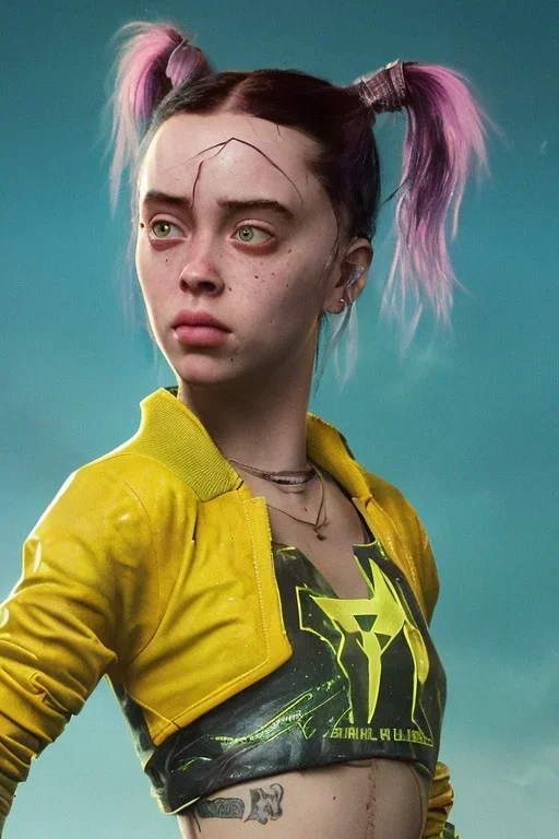 Billie Eilish, cyberpunk2077, booty, photorealistic