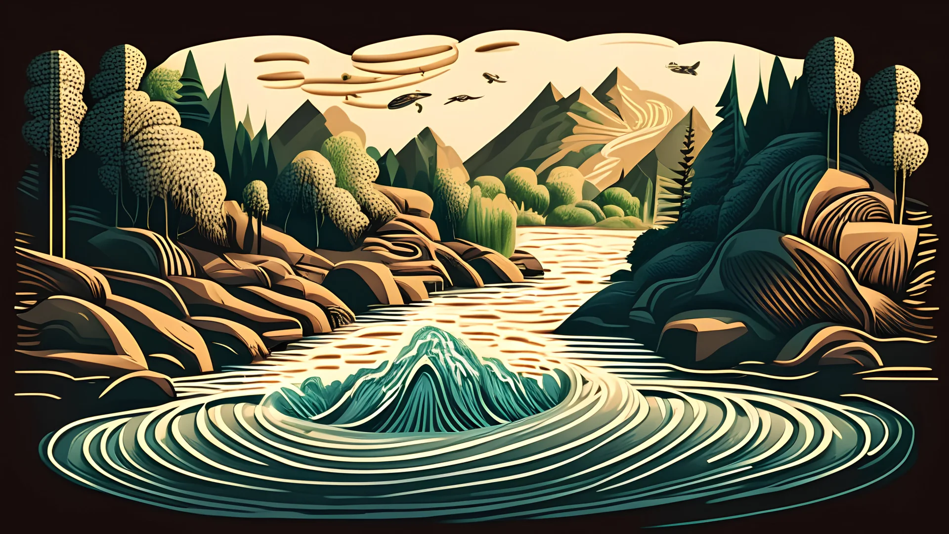 vector graphics, money river