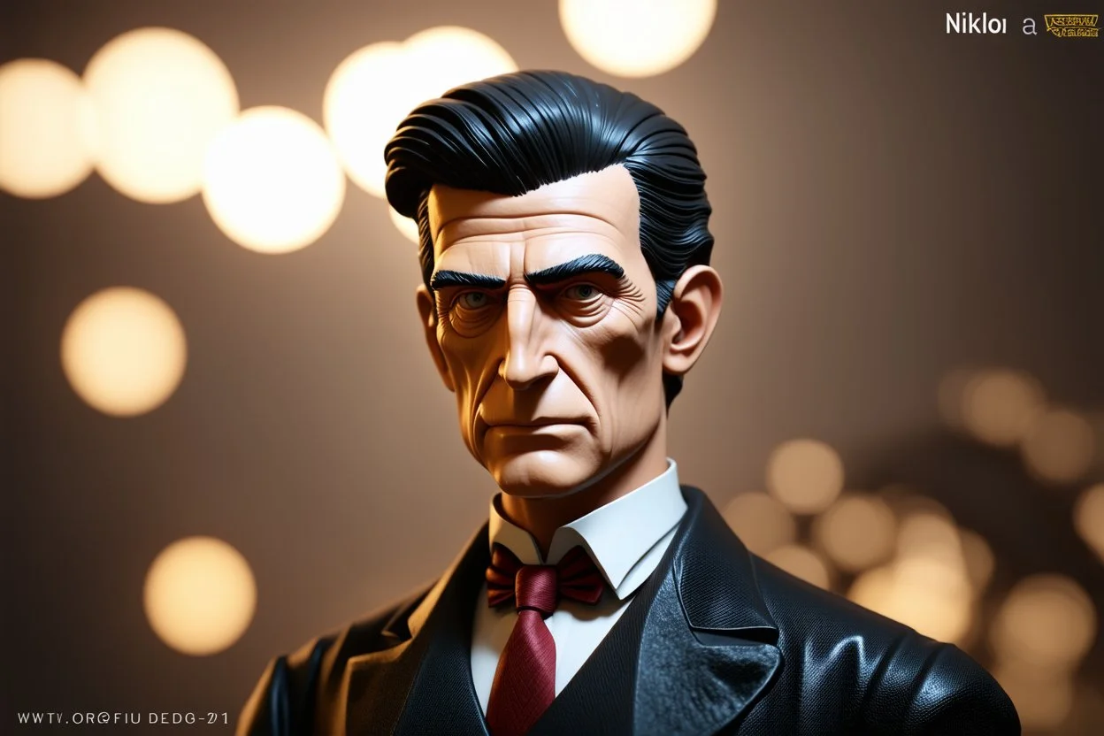 Nikola Tesla lifelike in the style of 3-d