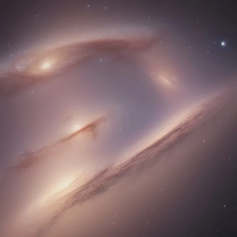 view of the andromeda galaxy from spaceship