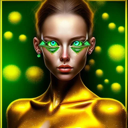 fullbody portrait of beautiful busty atletic amazon woman with big green emerald eyes crying tears of gold by Gustav Klimt 8k