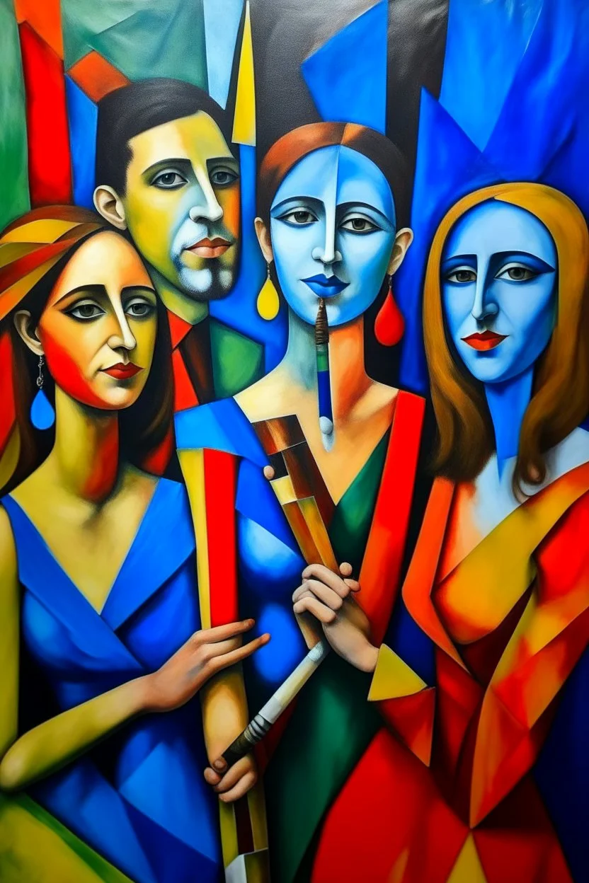 picasso style cubism 5 people