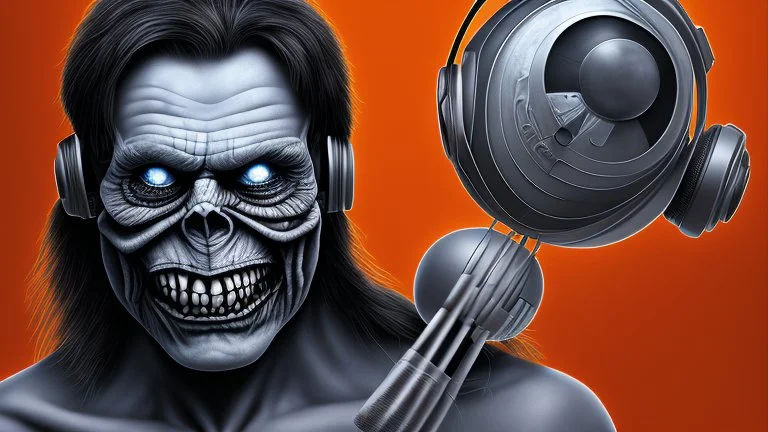 portrait animateur radio fou présentant son emission, iron maiden