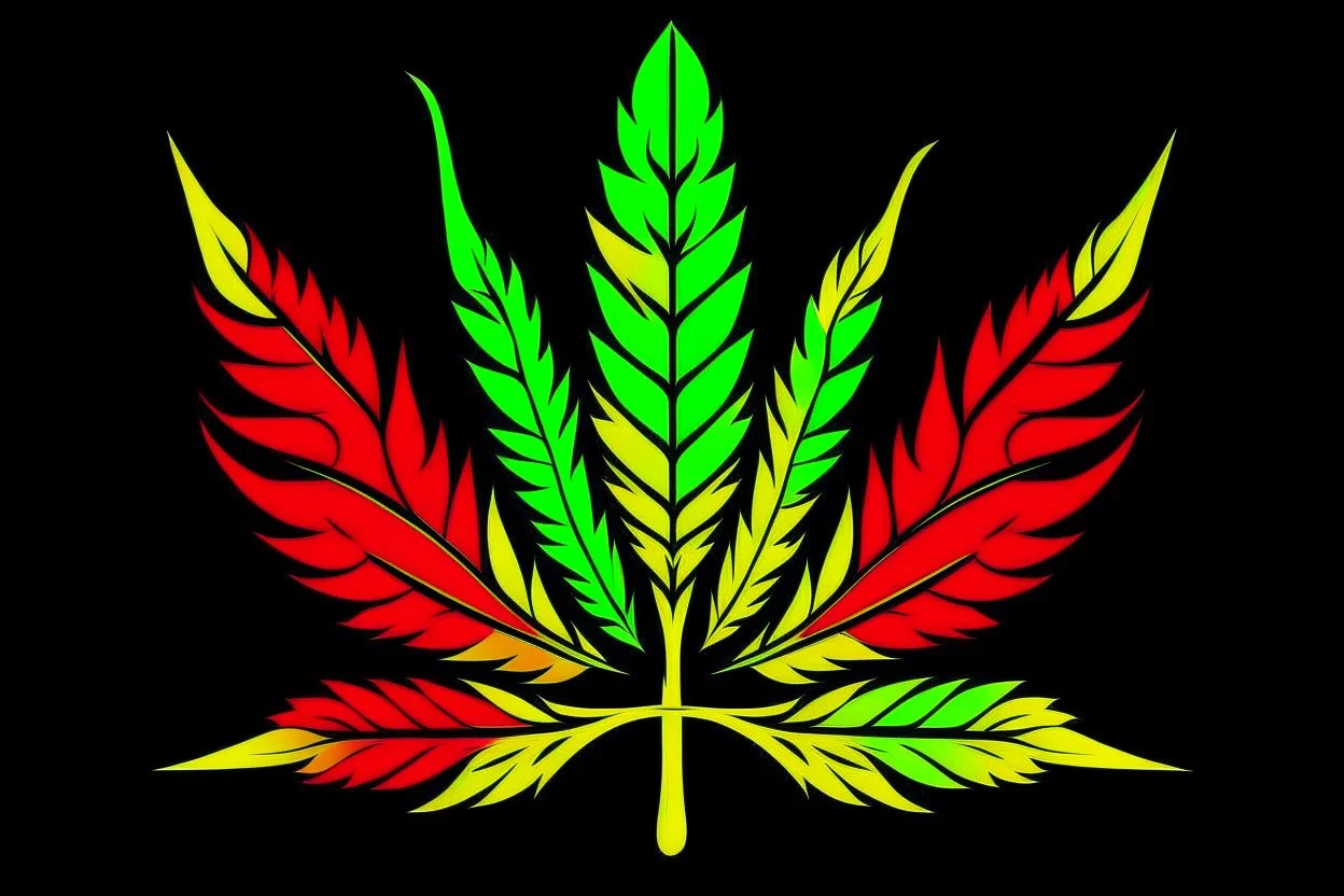 bentley style logo but with canabis leafs rasta colours