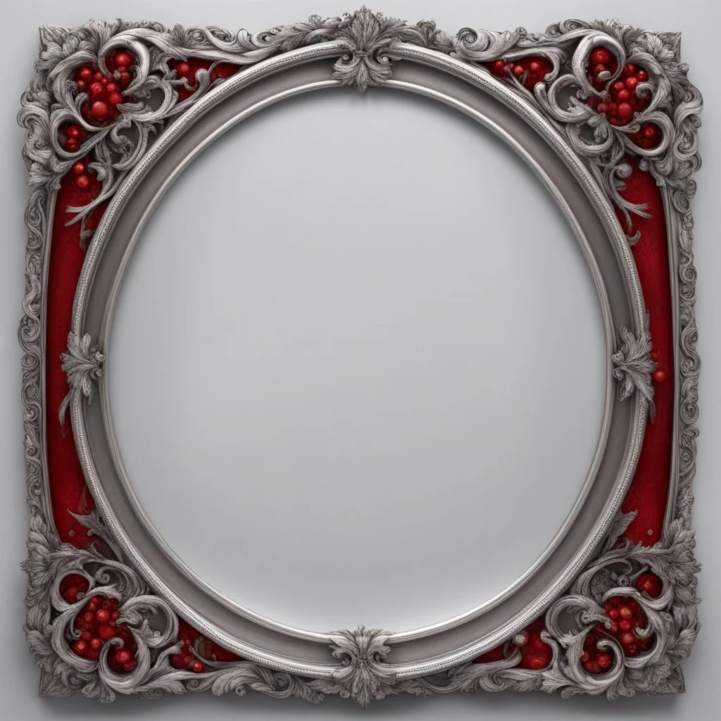 oval silver frame with red