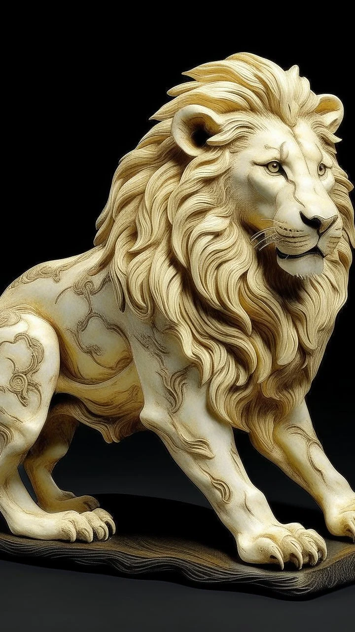 An ivory light elemental lion painted by Vincent van Gogh