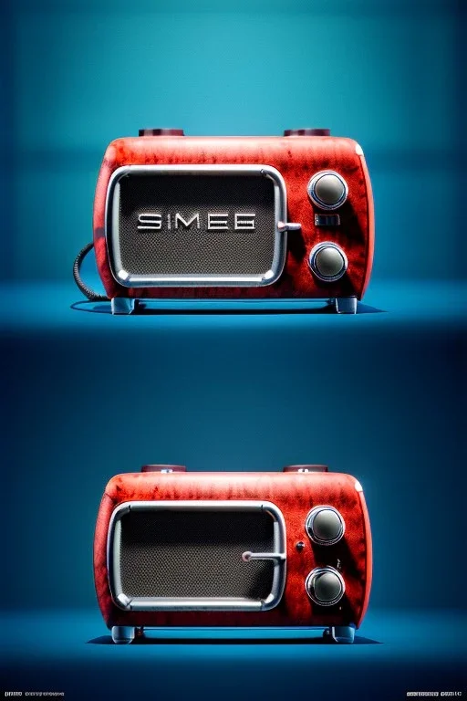 Radio, design by smeg, 3d, Ultra realistic, photo studio,color background, highly detailed, RTX, ultra detail, 3d, finely drawn, high definition.