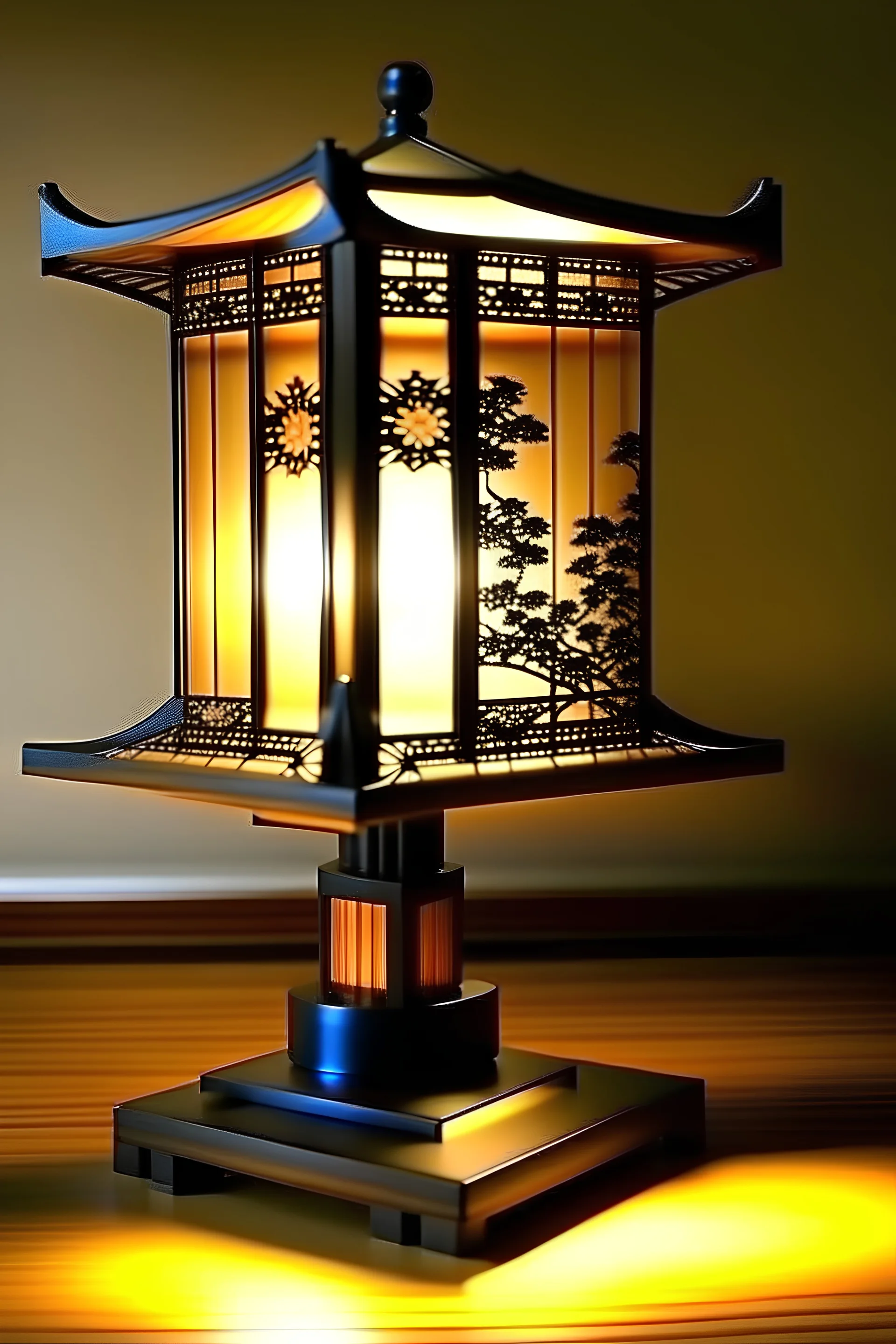 table lamp influenced by kimono traditional Japanese fashion, modern style design, high detail line, minimalist shape, aesthetic, multifunction