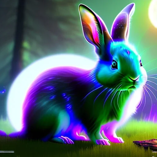 bioluminescent epic mammal rabbit, 8k resolution, dynamic lighting, ultra hyperdetailed, Unreal Engine 5, ultra colourful, very small details, realistic