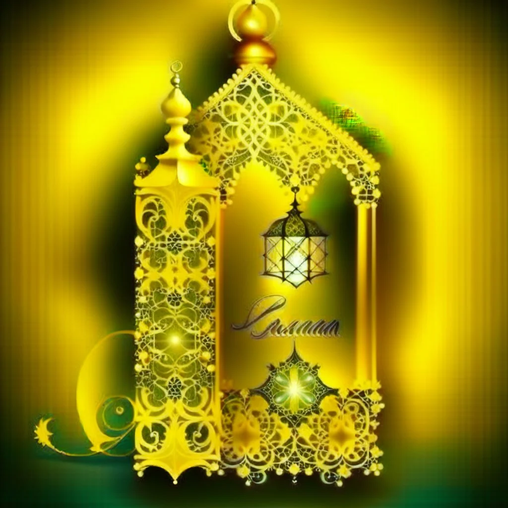 Yellow sparking ramadan's greetings